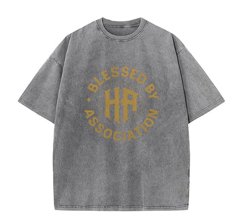 BLESSED BY ASSOCIATION ACID GREY TEES