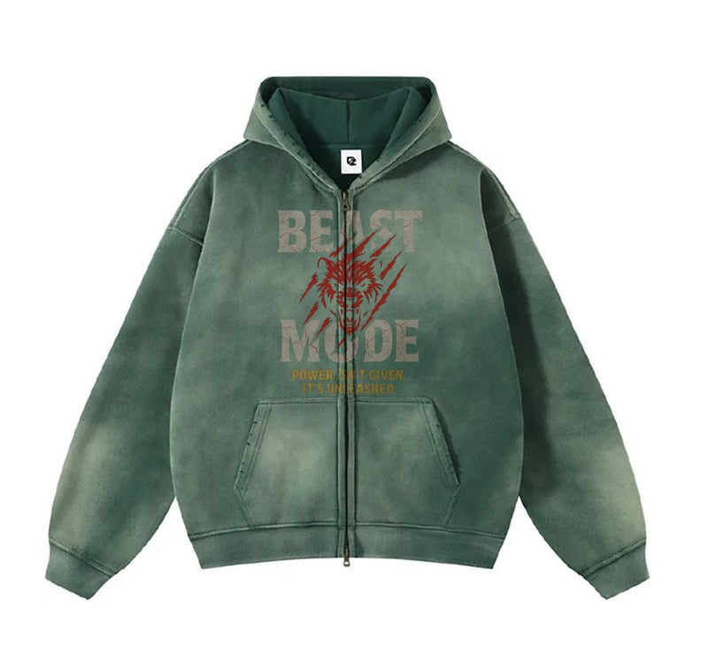 BEAST MODE ACID FOREST-GREEN HOODIE