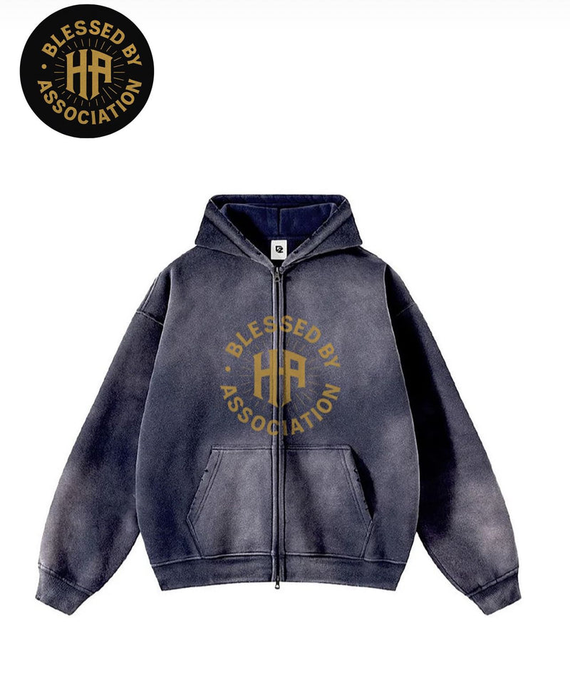 BLESSED BY ASSOCIATION ACID GREY-BLUE HOODIE