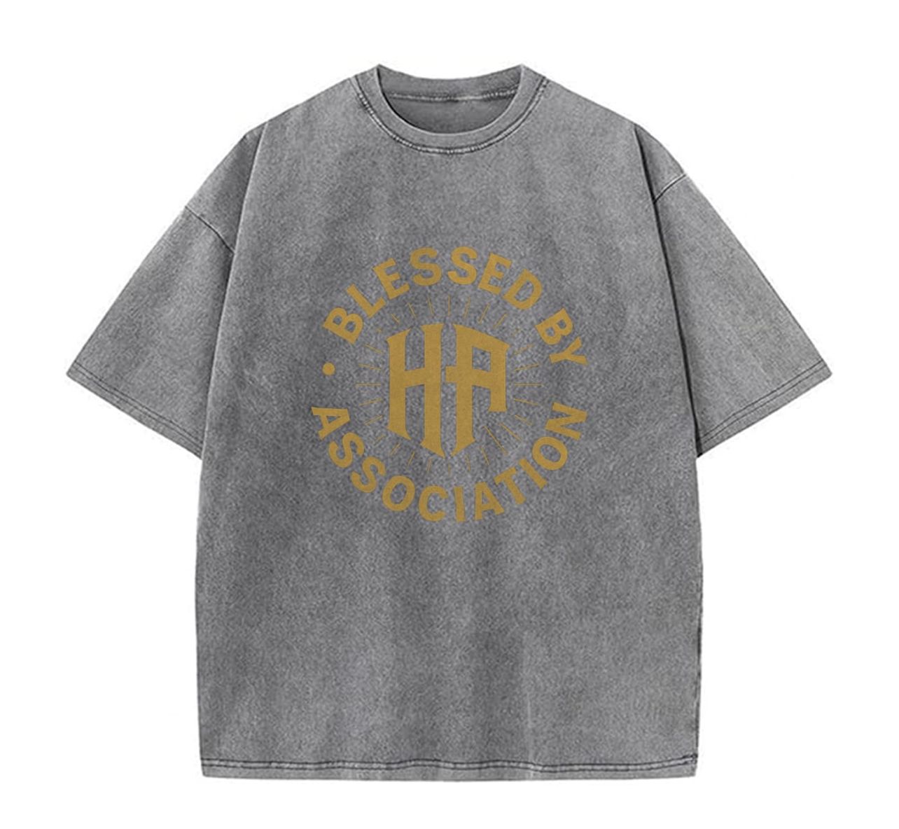 BLESSED BY ASSOCIATION ACID GREY TEES