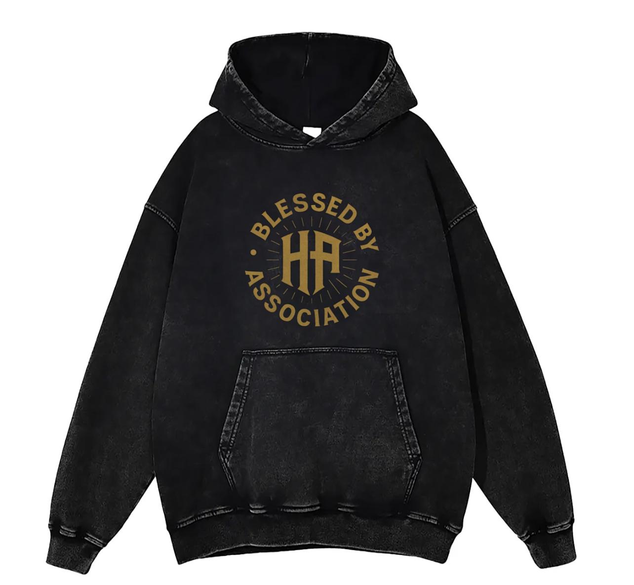 BLESSED BY ASSOCIATION ACID BLACK HOODIE