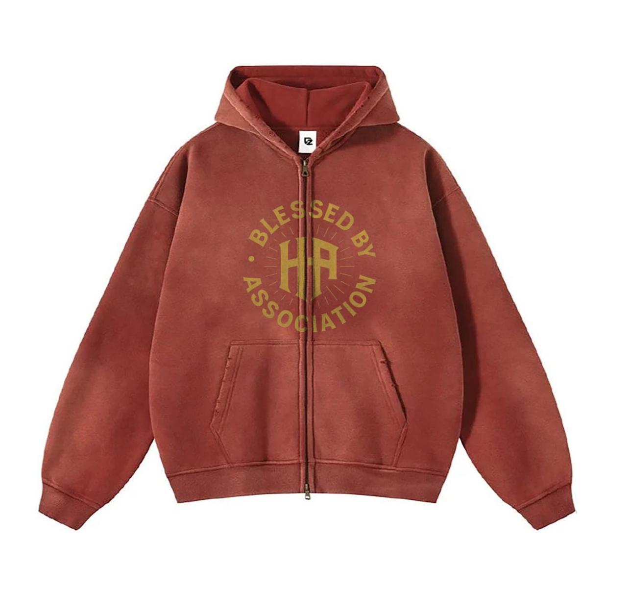 BLESSED BY ASSOCIATIN ACID REDDISH-BROWN HOODIE