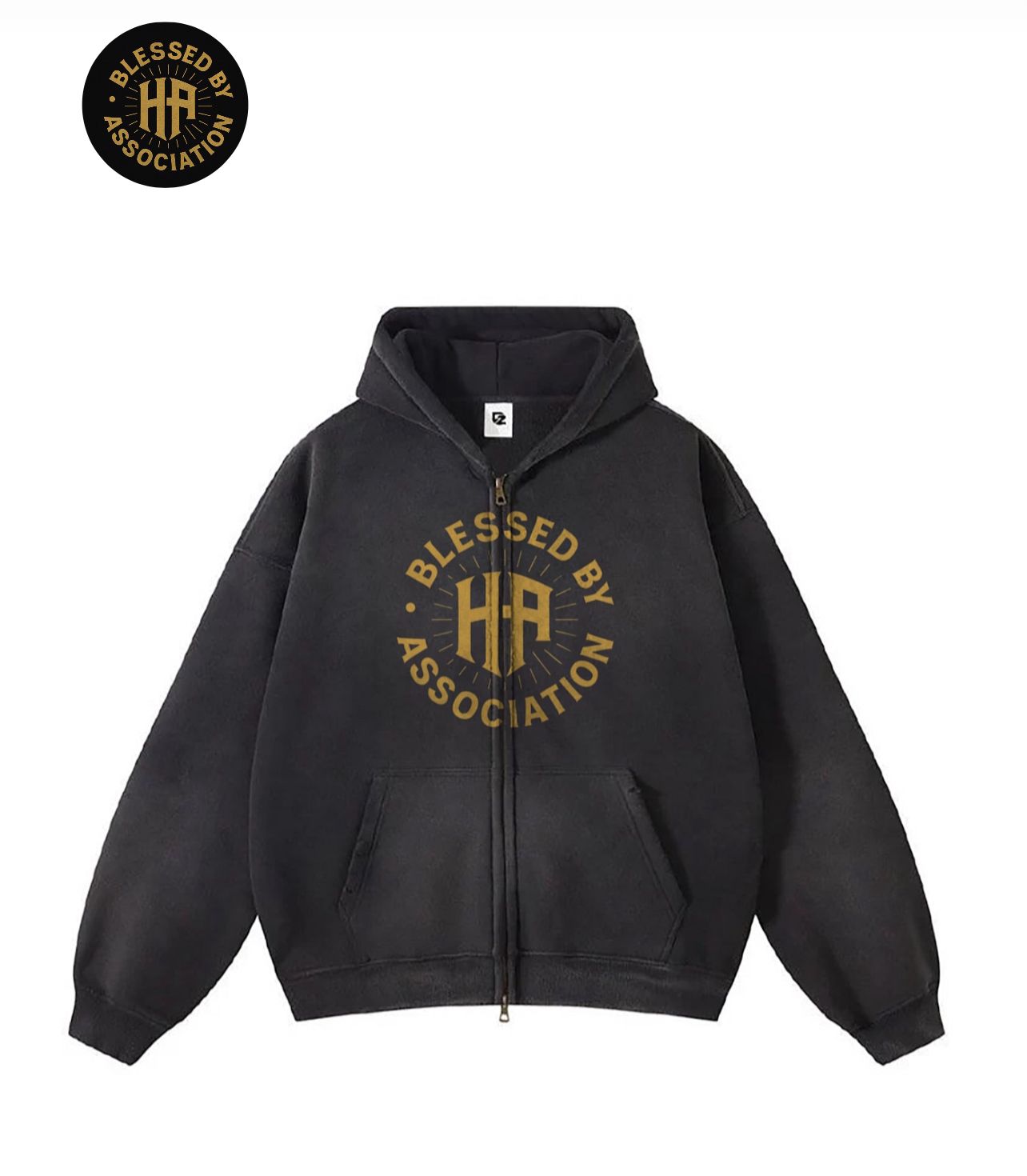 BLESSED BY ASSOCIATION ACID BLACK HOODIE